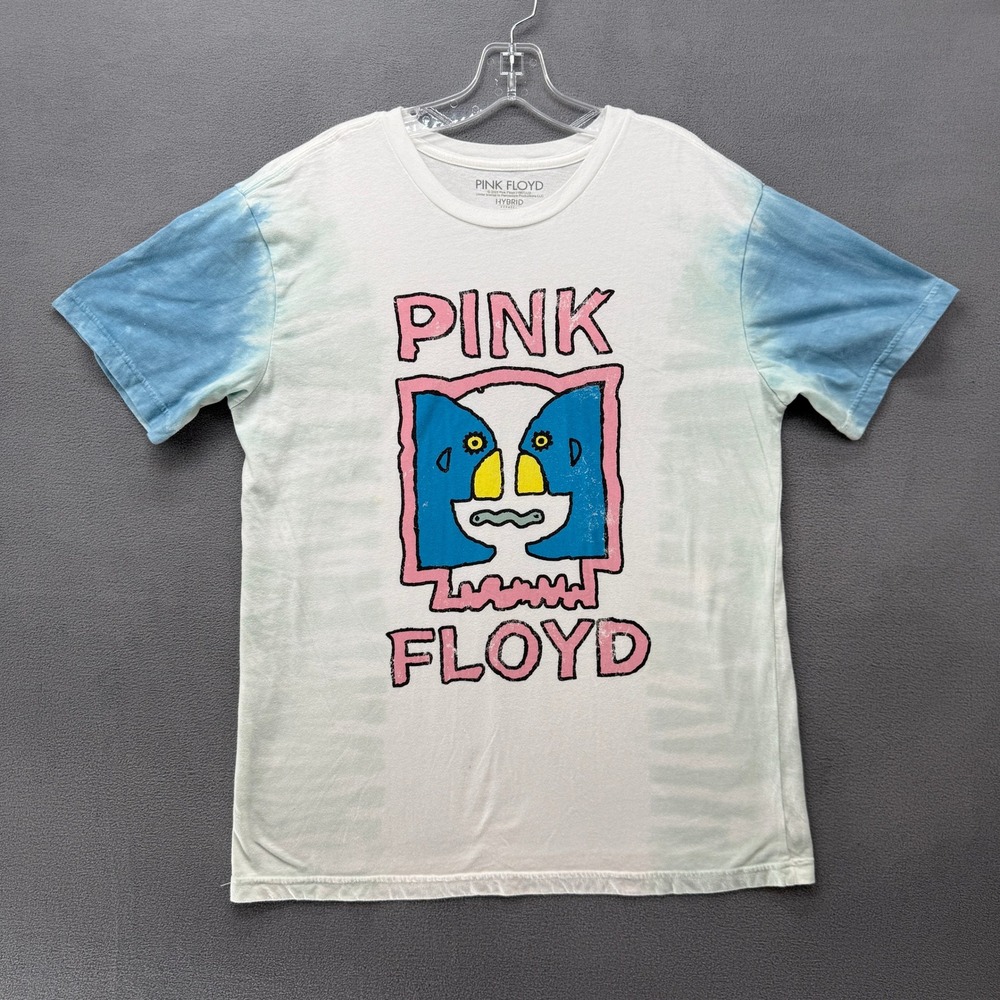 Pink Floyd T-Shirt Hybrid Apparel Tie Dye Sleeve Graphic Adult Medium White Blue